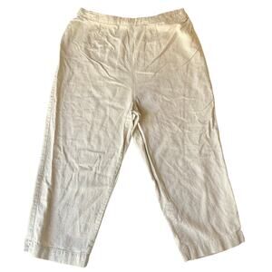 Jaclyn Smith Classic Women Linen Capri Pants size M Natural Beige Elastic Waist